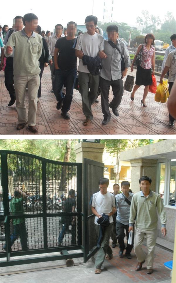 Cơ quan Công an khá vất vả trong việc di lý đối tượng Bùi Tiến Hà (x) từ Yên Bái về Hà Nội.