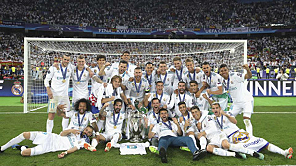 Real Madrid đã vô địch 3 mùa giải Champions League liên tục từ 2015  đến 2018. 