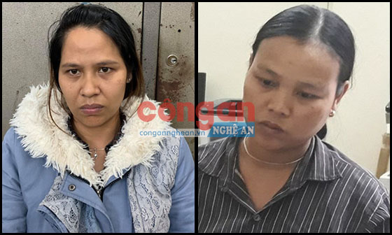 2 đối tượng Moong Thị Oanh và Moong Thị Lý tại Cơ quan Công an