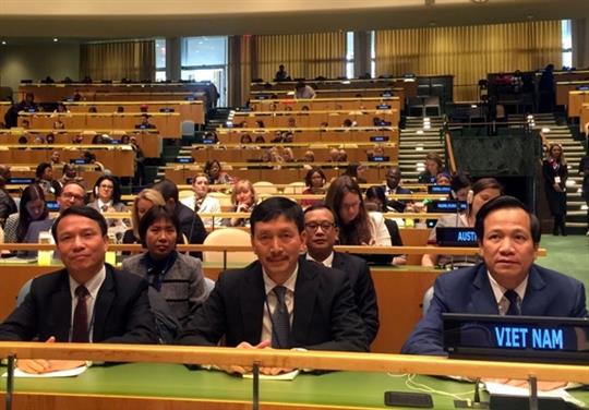 Bộ trưởng Đào Ngọc Dung và các thành viên Đoàn đại biểu Việt Nam tham dự CSW 63. 