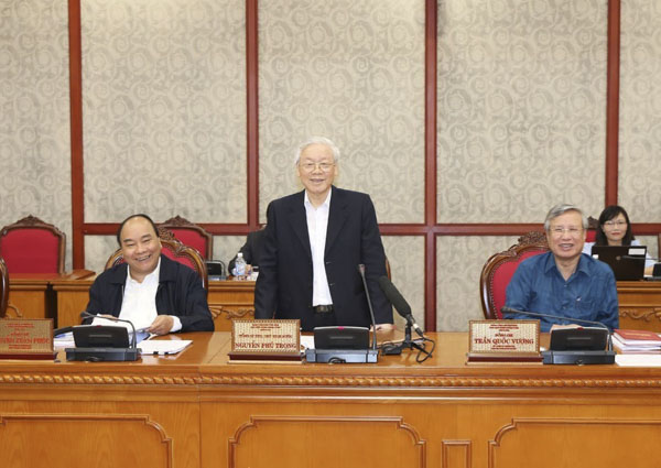 Tổng Bí thư, Chủ tịch nước Nguyễn Phú Trọng phát biểu kết luận cuộc họp. Ảnh : TRÍ DŨNG 