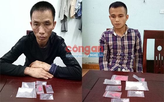 2 đối tượng Vũ Thế Hải và Võ Quang Thuận cùng tang vật vụ án