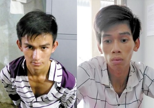 Trịnh Văn Tài và Nguyễn Thanh Tâm tại cơ quan Công an.