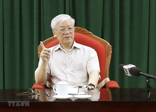 Tổng Bí thư, Chủ tịch nước Nguyễn Phú Trọng phát biểu kết luận buổi họp.