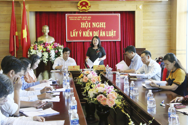 Đồng chí Nguyễn Thị Yến, Phó Bí thư Thường trực Tỉnh ủy, Trưởng Đoàn ĐBQH tỉnh phát biểu tại hội nghị. 