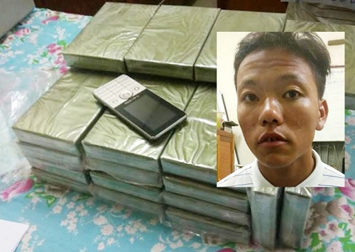 Xênh Giàng cùng số heroin bị bắt giữ.