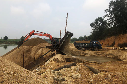 Khu vực khai thác cát trái phép bị phát hiện 