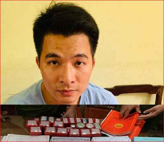 Đối tượng Lê Tiến Mạnh và một số tang vật thu giữ