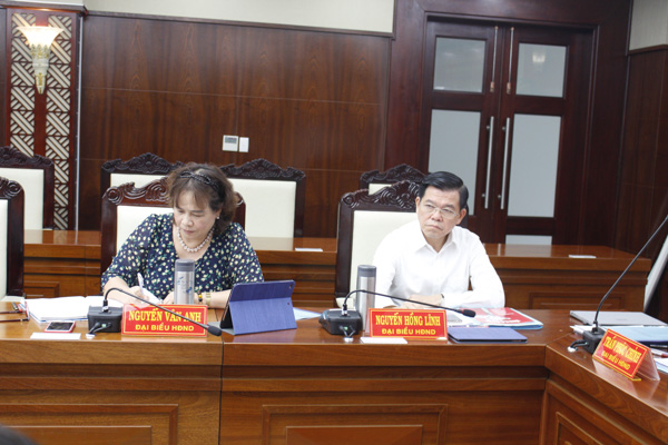 Đại biểu Nguyễn Hồng Lĩnh, Ủy viên Trung ương Đảng, Bí thư Tỉnh ủy, Chủ tịch HĐND tỉnh tham gia buổi thảo luận tại Tổ số 1 và số 7.
