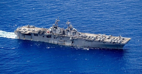 Tàu tấn công đổ bộ USS Boxer của Mỹ hành trình trên Thái Bình Dương, ngày 29/5/2019. (Ảnh: Hải quân Mỹ/thedefensepost.com)