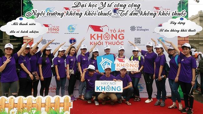 Đại học Y tế công cộng tuyên truyền xây dựng tổ ấm không khói thuốc.