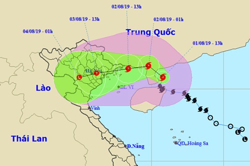 Hướng đi dự kiến của cơn bão số 3.