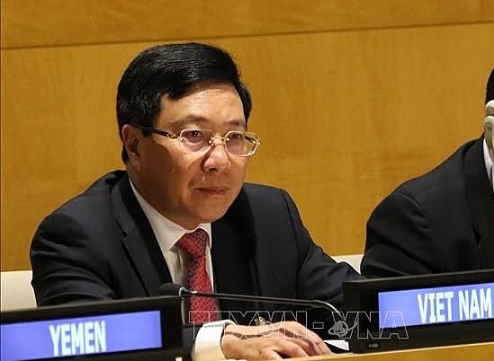 Phó Thủ tướng, Bộ trưởng Ngoại giao Phạm Bình Minh dự cuộc họp các Bộ trưởng Nhóm G77. Ảnh TTXVN