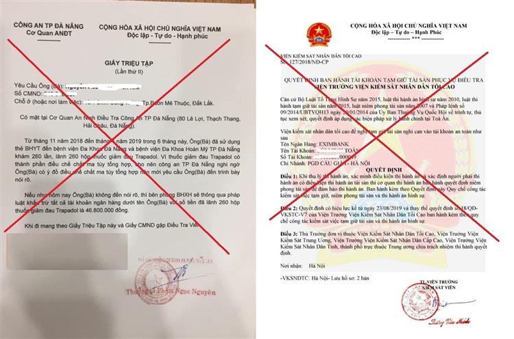 Những giấy triệu tập, giấy tờ giả được các đối tượng đưa ra giăng bẫy người dân