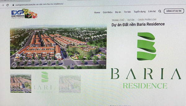 Các trang môi giới bất động sản quảng cáo “dự án” Bà Rịa Gaden  và “dự án” Bà Rịa Residence.