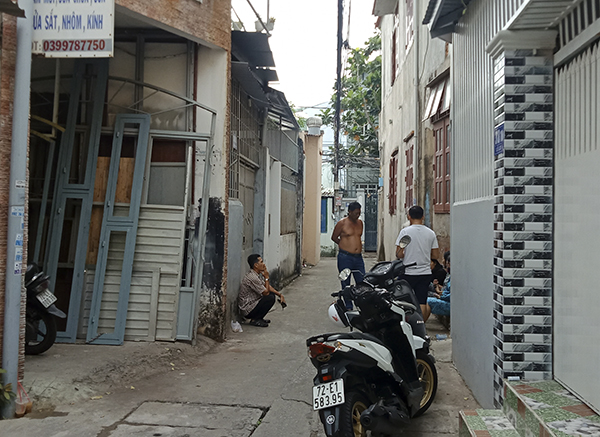 Hiện trường vụ án mạng tại hẻm 318 đường Lê Lợi, phường 7, TP.Vũng Tàu. 