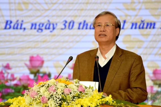 Thường trực Ban Bí thư Trần Quốc Vượng phát biểu tại hội nghị. Ảnh báo Yên Bái