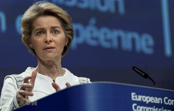Chủ tịch Ủy ban châu Âu Ursula von der Leyen tại cuộc họp báo  ở Brussels, Bỉ. 