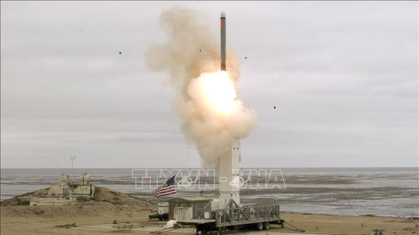 Vụ thử tên lửa hành trình phóng từ mặt đất tại đảo San Nicolas, bang California (Mỹ)  ngày 18/8/2019 (Nguồn: AFP)
