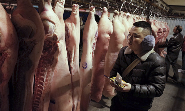 Thịt heo bán tại Bắc Kinh. (Nguồn: EPA)