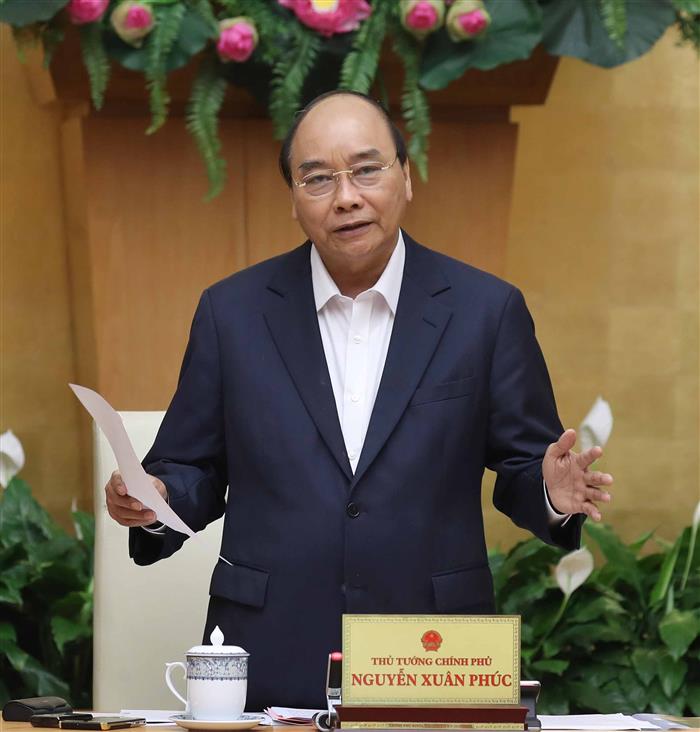 Thủ tướng Nguyễn Xuân Phúc phát biểu tại cuộc làm việc - Ảnh: VGP/Quang Hiếu
