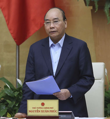 Thủ tướng Nguyễn Xuân Phúc phát biểu chỉ đạo tại phiên họp. Ảnh: THỐNG NHẤT
