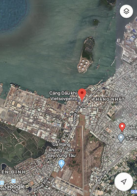 Vị trí khu vực Tiền Cảng hiện nay.  Ảnh: Googlemap