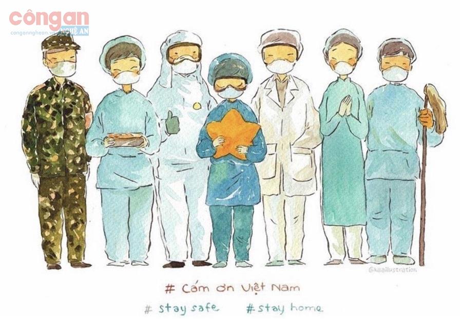 Tinh thần quyết tâm cao của Việt Nam đã tạo nên sức mạnh kiên cường để chiến đấu và quyết chiến thắng đại dịch COVID-19 - Tranh minh họa
