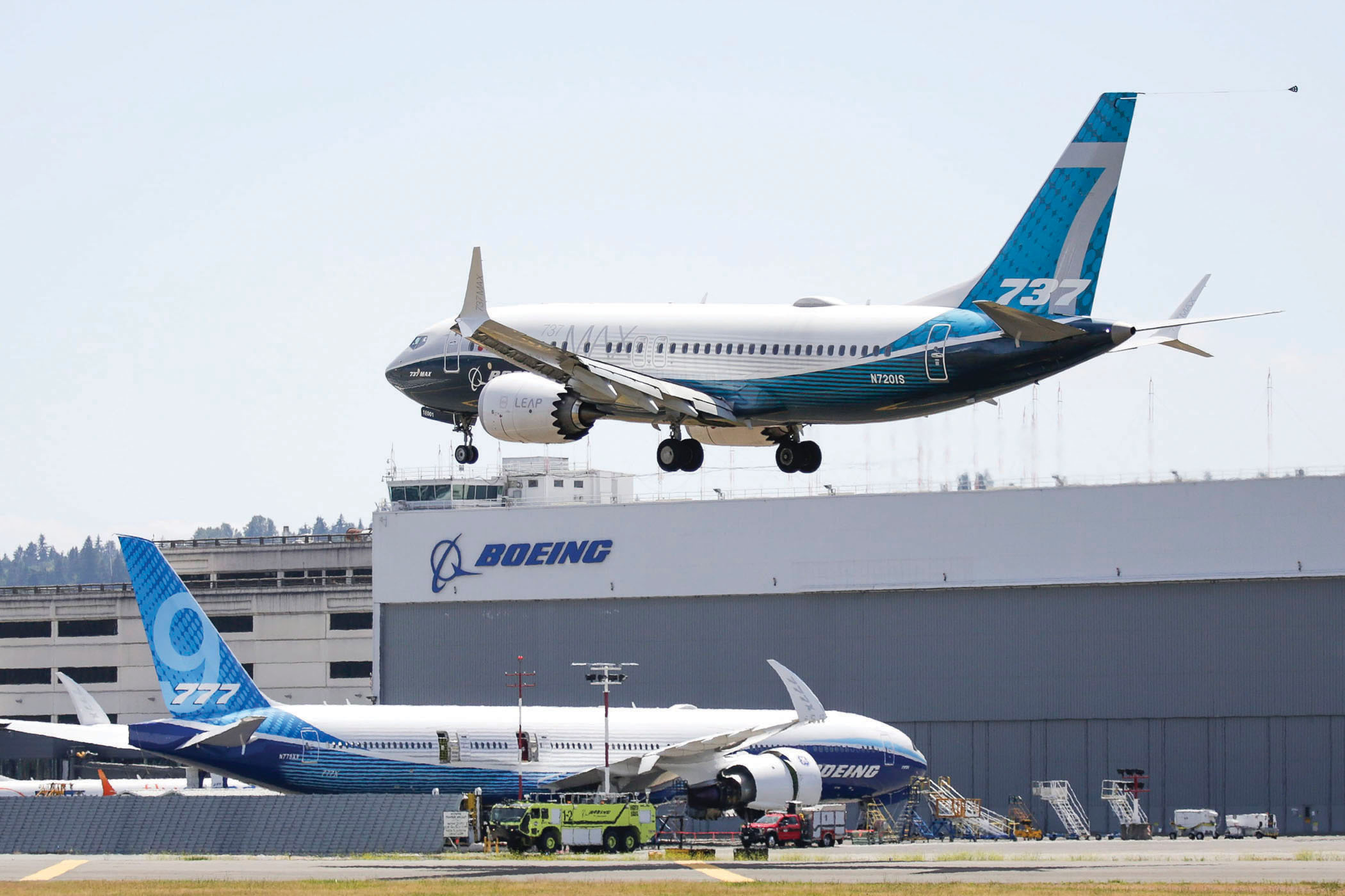 Máy bay Boeing 737 MAX trong chuyến bay thử tại Seattle, bang Washington, Mỹ ngày 29/6. 