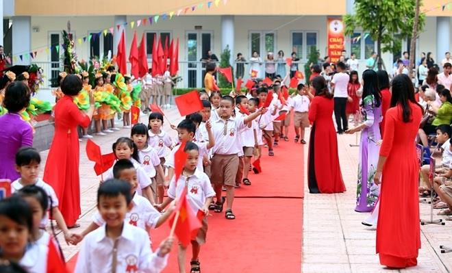 Lễ khai giảng năm học 2020-2021 sẽ diễn ra đồng loạt trên toàn quốc vào sáng 5-9. Ảnh CTV