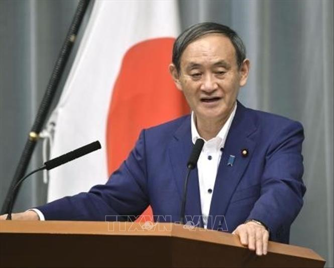 Chánh văn phòng Nội các Nhật Bản Yoshihide Suga phát biểu  trong cuộc họp báo tại thủ đô Tokyo ngày 3/9/2020. Ảnh: Kyodo