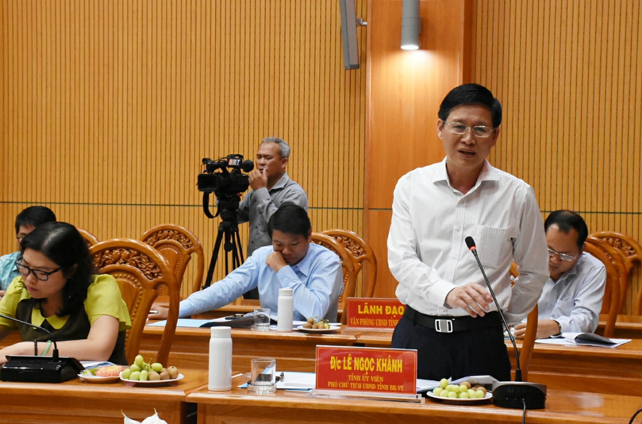 Ông Lê Ngọc Khánh, Phó Chủ tịch UBND tỉnh phát biểu tại buổi làm việc.