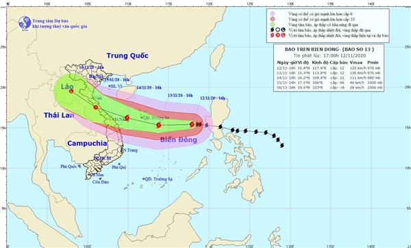Hình ảnh hướng di chuyển của bão số 13 - Ảnh: Trung tâm Dự báo Khí tượng thủy văn Quốc gia