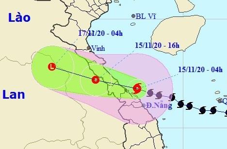 Dự báo vị trí, đường đi bão số 13