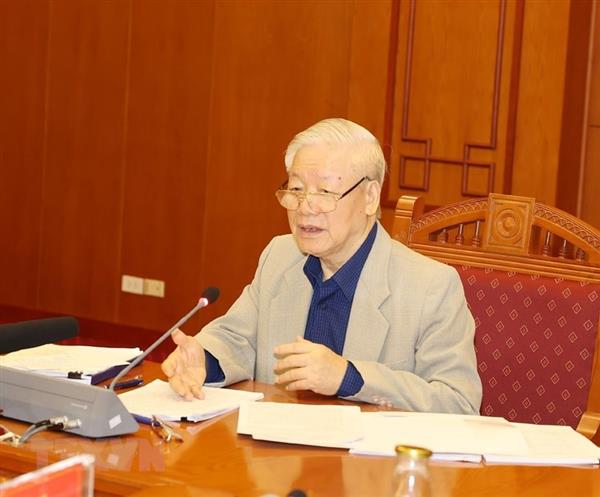 Tổng Bí thư, Chủ tịch nước Nguyễn Phú Trọng phát biểu tại phiên họp. Ảnh: VGP