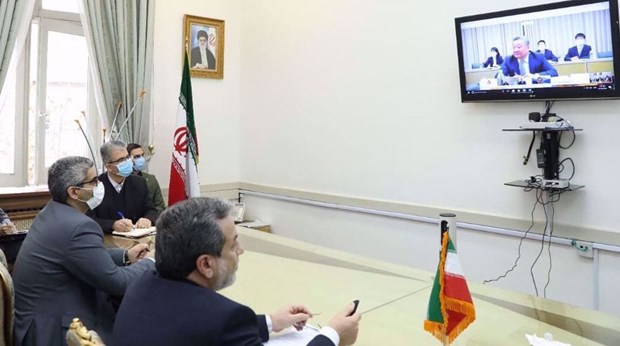 Phái đoàn Iran trong cuộc họp trực tuyến. 