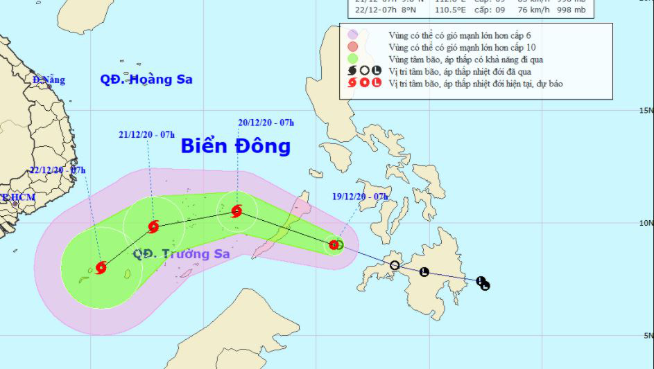 Sơ đồ dự báo áp thấp nhiệt đới - Ảnh: Trung tâm dự báo khí tượng thủy văn quốc gia