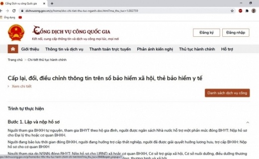 Thực hiện thủ tục cấp lại, đổi thẻ BHYT hỏng, mất trên Cổng dịch vụ công  Quốc gia.  Ảnh: TL.