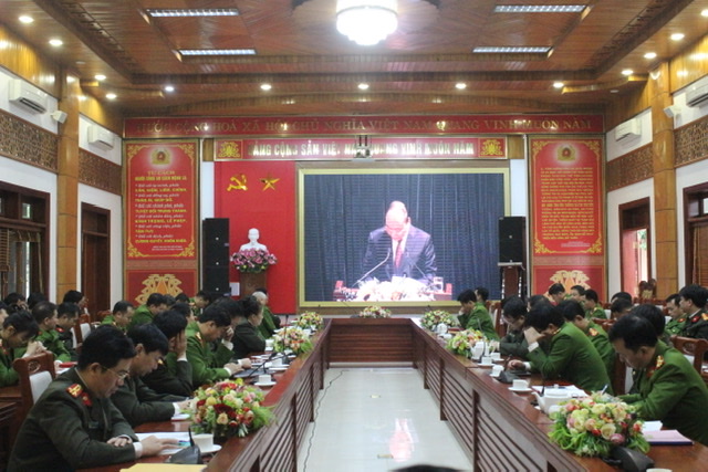 Tại điểm cầu Công an Nghệ An