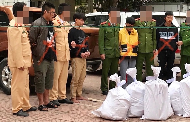 Các đối tượng và tang vật trong chuyên án.