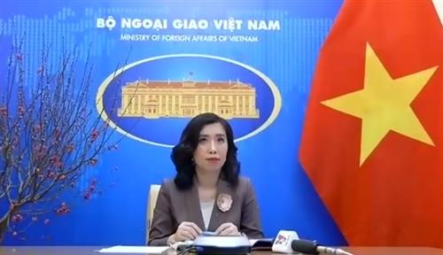 Người phát ngôn Bộ Ngoại giao Lê Thị Thu Hằng tại họp báo chiều 4/2. Ảnh chụp màn hình