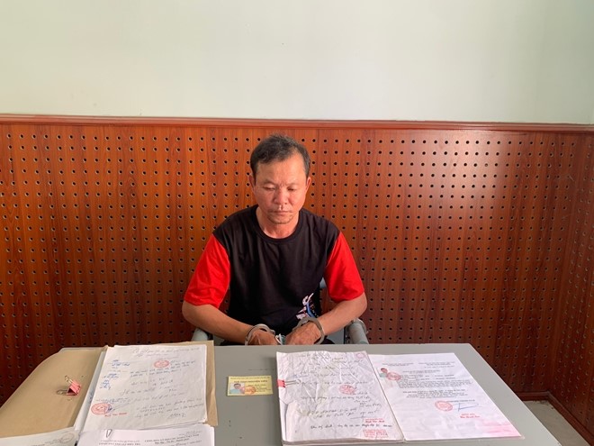 Đối tượng Phan Đình Phúc tại cơ quan Công an.