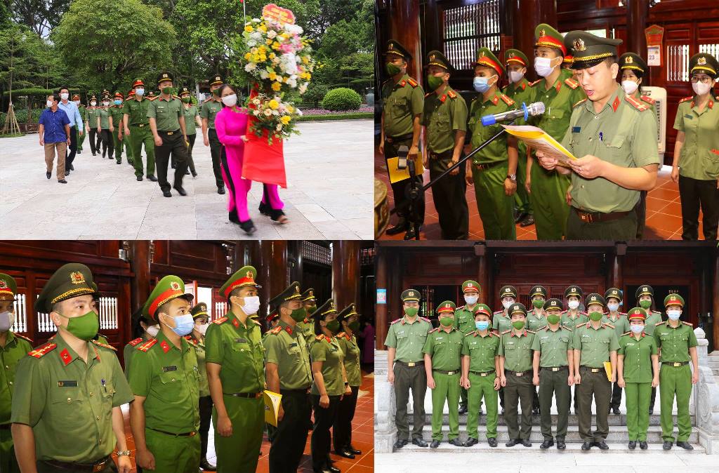 Công đoàn Công an Nghệ An  dâng hoa, dâng hương  báo công tại Khu di tích Kim Liên, Nam Đàn.