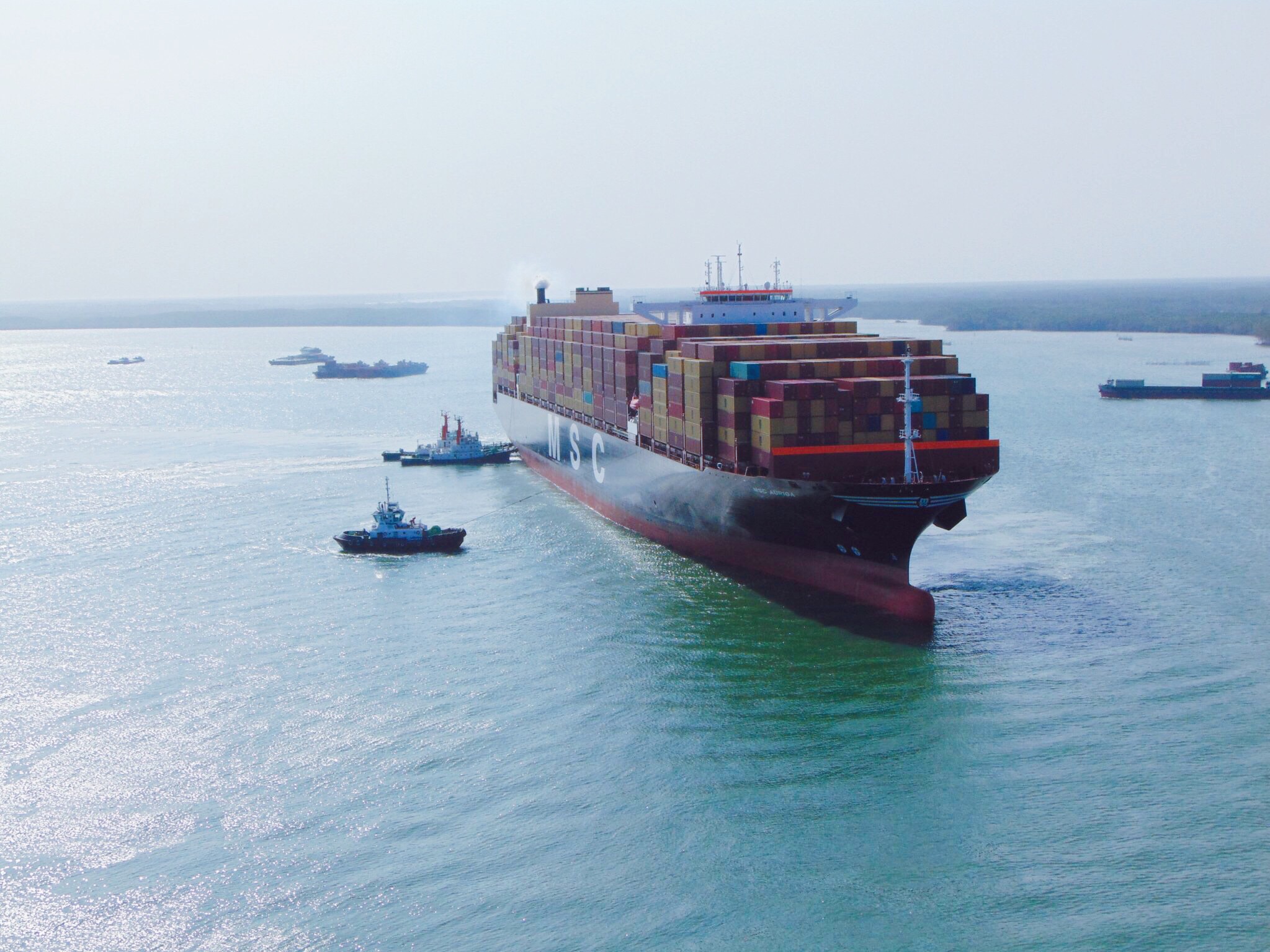 Tàu container vào cụm cảng Cái Mép – Thị Vải được dẫn bởi lực lượng hoa tiêu.