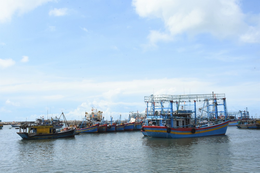 Hàng trăm tàu cá tại Khu neo đậu tránh trú bão Bến Lội - Bình Châu đang chờ ngày xuất bến.