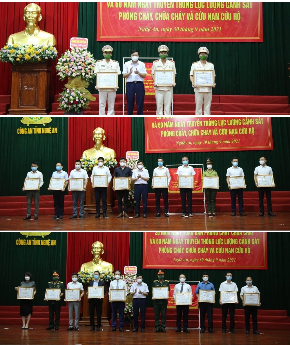 Trao Bằng khen của UBND tỉnh cho các tập thể, cá nhân có thành tích xuất sắc trong công tác PCCC&CNCH