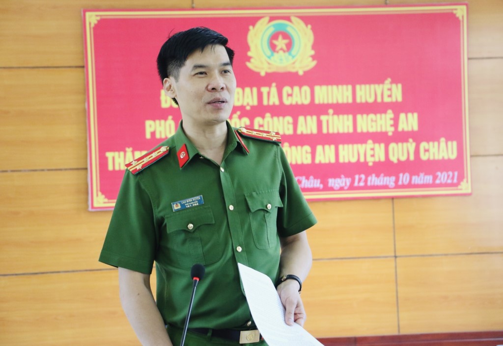 Đồng chí Đại tá Cao Minh Huyền, Phó Giám đốc Công an tỉnh kết luận tại buổi làm việc