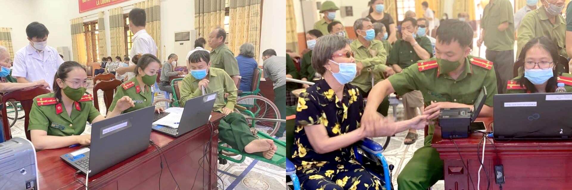 Cán bộ Phòng Cảnh sát Quản lí hành chính về Trật tự xã hội Công an Nghệ An đến tận nơi làm căn cước công dân cho thương, bệnh binh