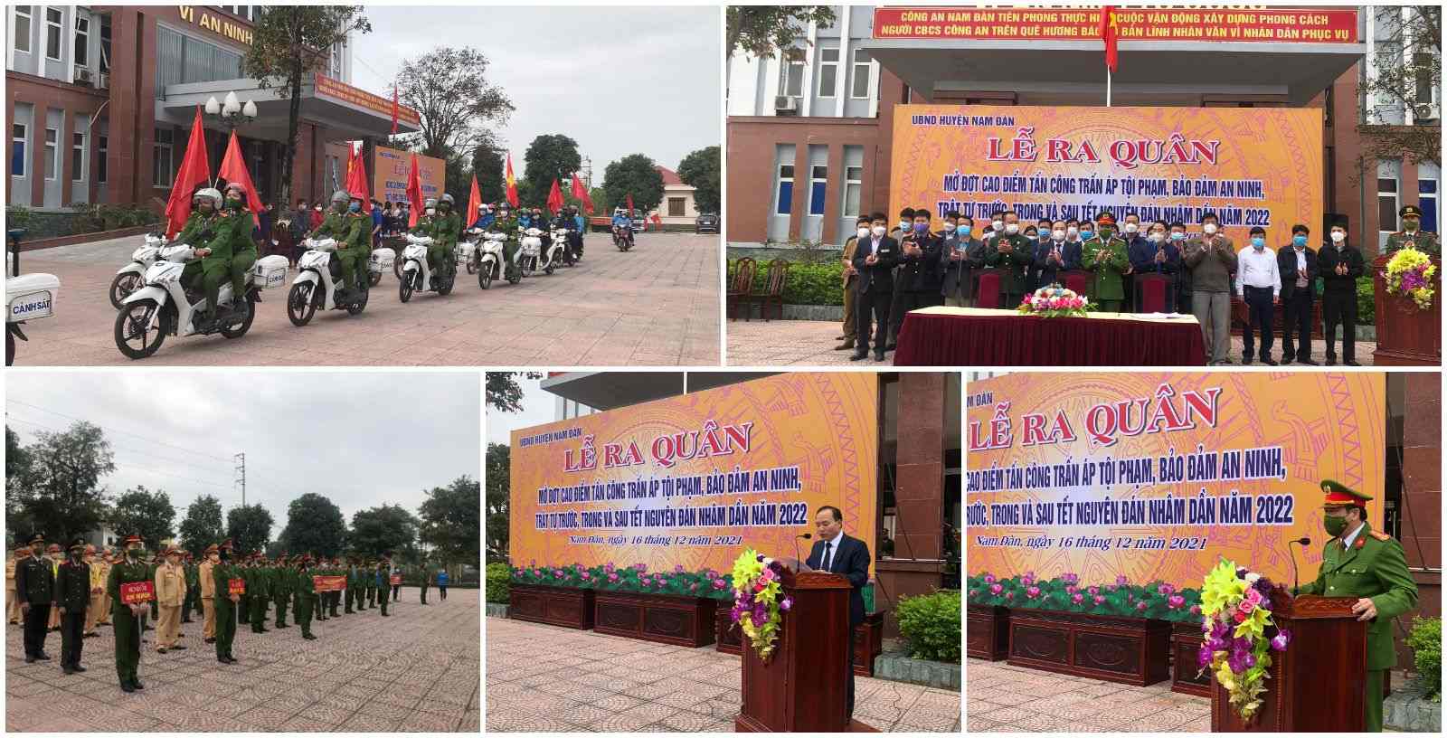 Sáng 16/12/2021, Công an huyện Nam Đàn tổ chức lễ ra quân đợt cao điểm