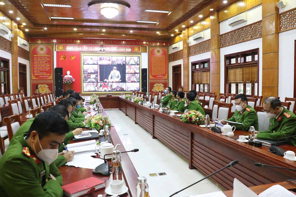 Toàn cảnh Hội nghị tại điểm cầu Công an tỉnh Nghệ An
